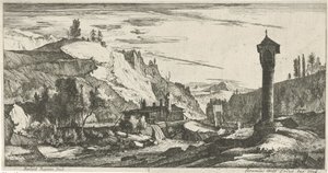Paisagem montanhosa com coluna
Paisagens tirolesas (título da série) de Roelant Roghman