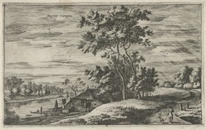 Vista do IJssel perto de Kampen Buyten Campen (título no objeto) Paisagens no norte da Holanda (Roelant Roghman) (título da série) de Roelant Roghman