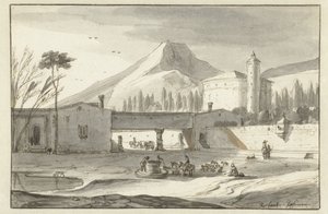 Paisagem montanhosa, italiana, com uma Igreja Rotunda de Roelant Roghman