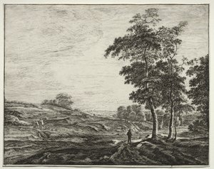Seis vistas no Bosque de Haia: Placa 3, Camponês visto de trás de Roelant Roghman