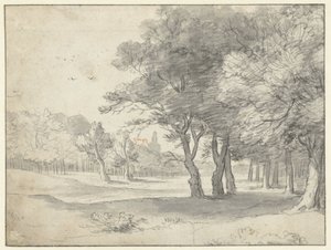 Vista no Haagse Bos, com o Grote Kerk, Haia, na Distância de Roelant Roghman