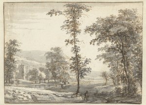 Paisagem arborizada com um Viajante num Caminho de Roelant Roghman
