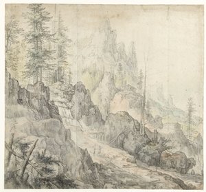 Paisagem de montanha com queda de água
Berglandschap encontrou-se com waterval de Roelant Savery
