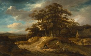 Viajantes à beira de uma aldeia, 1680. de Roelof Van Vries