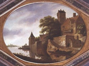Paisagem com uma casa senhorial fortificada de Roelof Van Vries
