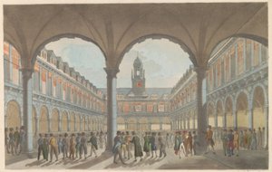 Bolsa de valores em Amsterdã, cerca de 1825 The Stock Exchange in Amsterdam / La Bourse à Amsterdam (título no objeto)
