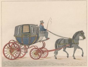 Carruagem puxada por cavalos em Amsterdã, cerca de 1825 An Amsterdamsche Huurkoetsje ou Ciclomotor / Un Fiacre de Louage en usage à Amsterdam A ij connu sous la nom de Brommertje (título no objeto)