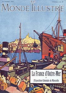 Capa de uma edição especial do "Le Monde Illustre" sobre a Exposição Internacional Ultramarina em Marselha em 1922 (litografia a cores)