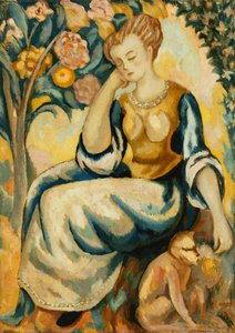 Senhora com um macaco, c.1917 de Roger Eliot Fry