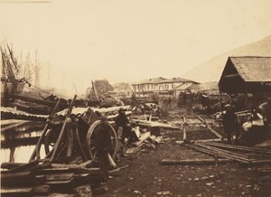 Local de desembarque dos armazéns dos caminhos-de-ferro, Balaklava de Roger Fenton