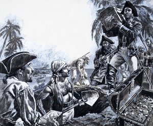 Pirate Gold, de "Os caçadores de tesouros" (guache sobre papel) de Roger Payne