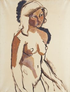 A garota italiana, três quartos, olhando para a direita; O italiano, de três quartos olhando para a direita, c.1910-11 de Roger de La Fresnaye