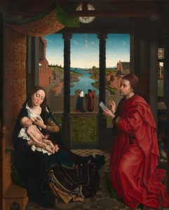 São Lucas desenhar o retrato da Virgem (óleo sobre painel) de Rogier van der (after) Weyden