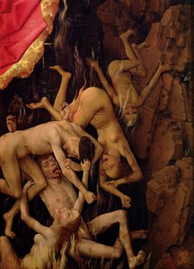 O Juízo Final, detalhe da queda dos condenados ao inferno, c.1445-50 de Rogier van der Weyden