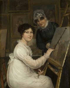 A Artista e sua Mãe (óleo no painel)