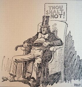 "Thou Shalt Not", desenho animado que condena o consumo de álcool durante a era da proibição americana (1920-33) (litho) de Rollin Kirby