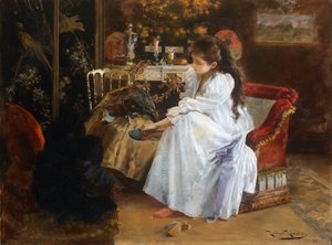 De soiree - Pintura por Roma Ribera (1876-1931) - ca 1894 - Óleo sobre tela - 59x79 - Museu Nacional d