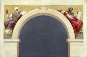 Esboço para a igreja de Saint-François-Xavier: Moisés e Aarão, entre 1874 e 1876 (óleo sobre tela) de Romain Cazes
