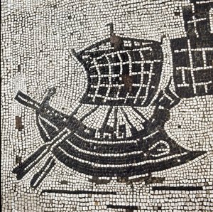 Um navio no porto de Óstia (mosaico de Roman
