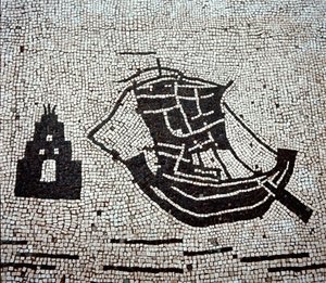Um navio no porto de Óstia (mosaico de Roman