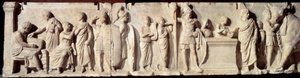Roma Antiga: alívio conhecido como Domitius Ahenobarbus, episódio de um censo: registro de cidadãos e sacrifício ao deus Marte. Cerca de 100 AC. Sol 2 m. Paris, Museu do Louvre de Roman