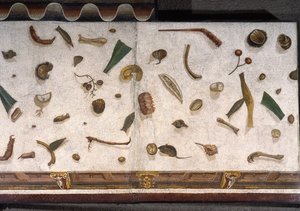 "Asarotos" (Floor unswept) Fragmentos de mosaico assinado por Harakliton de Roma, século II d.C., Roma de Roman