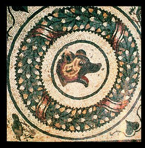 Cabeça de Urso, mosaico romano, início do século IV (mosaico) de Roman