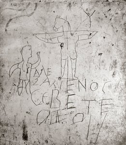 Grafito blasfemo de uma Crucificação (pedra)