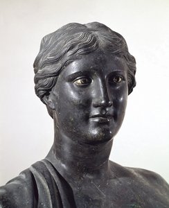 Busto de Sappho, estátua de bronze, de Villa de Papyri, Herculaneum, Campania, Itália, civilização romana de Roman