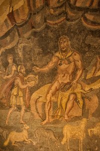 Mosaico de piso de ciclope, Villa Romana del Casale, Piazza Armerina, Sicília, Itália (foto) de Roman