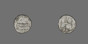Denário representando uma galera, 31 a.C. (prata) de Roman