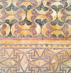 Detalhe, de, Geometric, tilework, casa, de, Theseus, paphos, chipre, mosaico de Roman