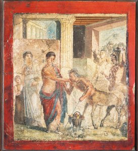Fresco representando centauro no casamento de Pirithous e Hippodamia de Pompéia, Itália de Roman