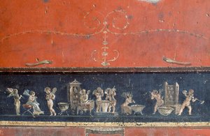 Frisos representando cupidos, Casa de Vettii, Pompeia (Lista do Património Mundial da Unesco) de Roman