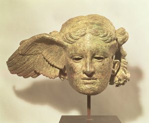 Cabeça de Hypnos, ou Sono, cópia do século I a II dC de um original helenístico, encontrada em Civitella d&39;Arno, Itália (bronze)