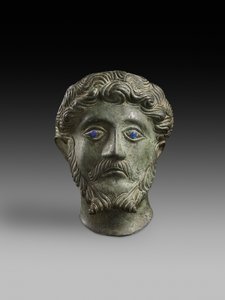 Cabeça de macho com olhos incrustados &39;Marcus Aurelius&39; (bronze)