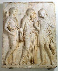 Hermes, Orfeu e Eurídice, alívio, cópia romana de um original grego do século V aC (mármore)