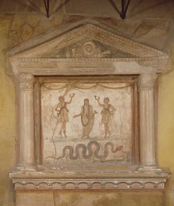 Santuário doméstico, da Casa dei Vetti (afresco na pedra) de Roman