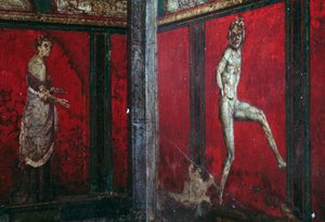 Ritos de iniciação ao culto de Dionísio, afresco da Villa Dei Mysteri de Roman