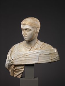 Busto em mármore de Severus Alexander, 230-235 DC (mármore) de Roman
