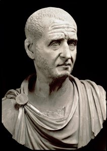 Busto de mármore por Trajan Dece (Trajan Decius) (200-251 DC) - Roma, Musei Capitolini - Busto do Imperador Trajanus Decius (201-251 DC) - Escultura em mármore - Roma, Musei Capitolini de Roman