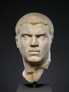 Retrato em mármore do imperador Caracalla, 212-217 d.C. (mármore) de Roman