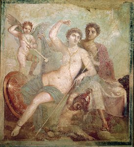 Marte e Vénus da Casa de Marte e Vénus (Casa de Marte e Venere) Pompeia (pintura de parede) de Roman