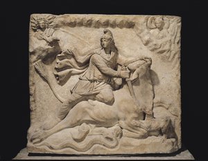 Mithras Sacrificando o Touro, do 2º ao 3º século (mármore) (veja também 226092)