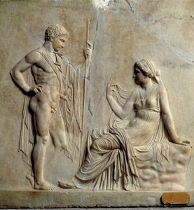 Arte neotática (neotática): relevo representando o mito de Teléfo (Telephus) do século I a.C. De Ercolano (Herculanum) Nápoles, Museo Archeologico Nazionale de Roman