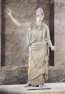 Pallas de Velletri, estátua de Atena com capacete, cópia romana de um original grego atribuído a Alkamenes ou Cresilas, c.420-10 aC (mármore) (ver 164612 a 164615 para detalhes)