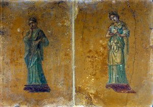 Retratos de duas musas: Polymnie e Calliope. Frescos de Pompéia de Roman