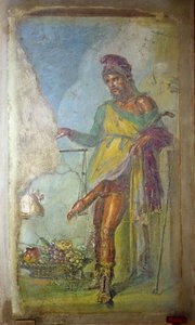 Príapo, da Casa dei Vettii (Casa dos Vettii) c.50-79 d.C. (fresco) de Roman