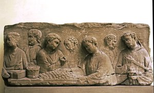ROMA História de: Pagamento a empreiteiros por trabalhos de concurso, finais do século II (grés) de Roman