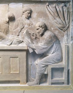 Alívio do mausoléu que representa o cobrador de impostos de Roman